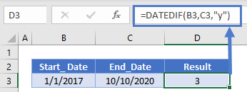 DATEDIF Y
