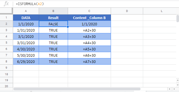 ISFORMULA Google