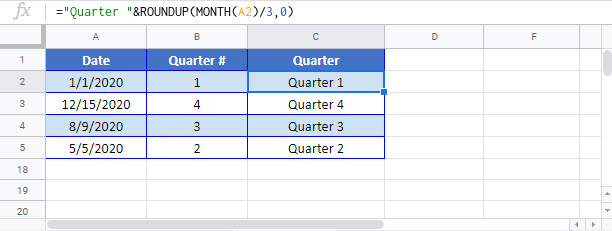 Quarter Google Sheet