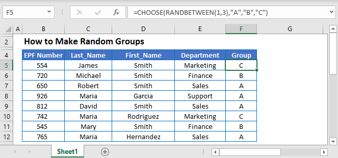 random group assignment excel