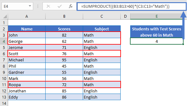 Sumproduct in Excel