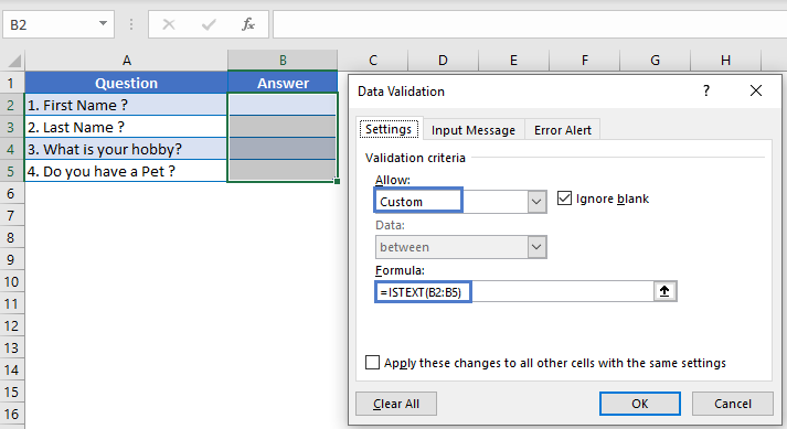 Validate Data Validation