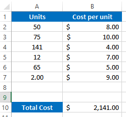 Vba SUMPRODUCT function