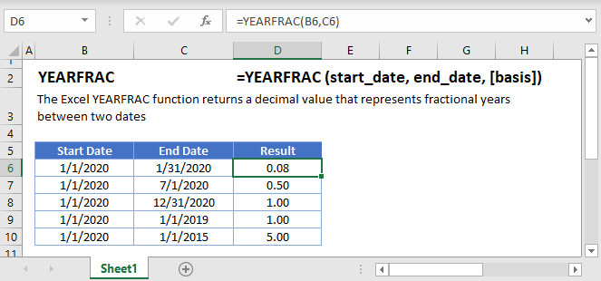 YEARFRAC Main function