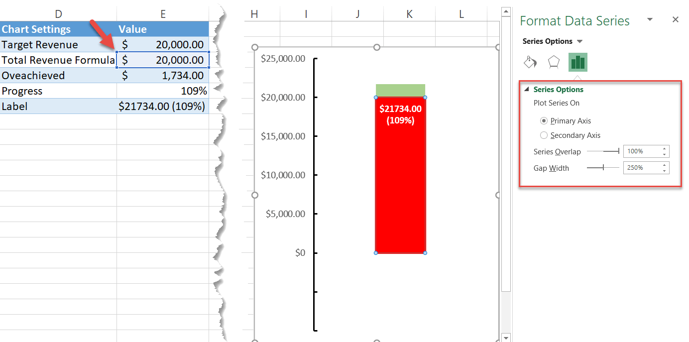 Adjusting the spacing between data markers in Excel
