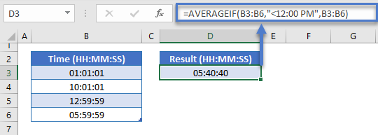 calculate average time averageif funktion