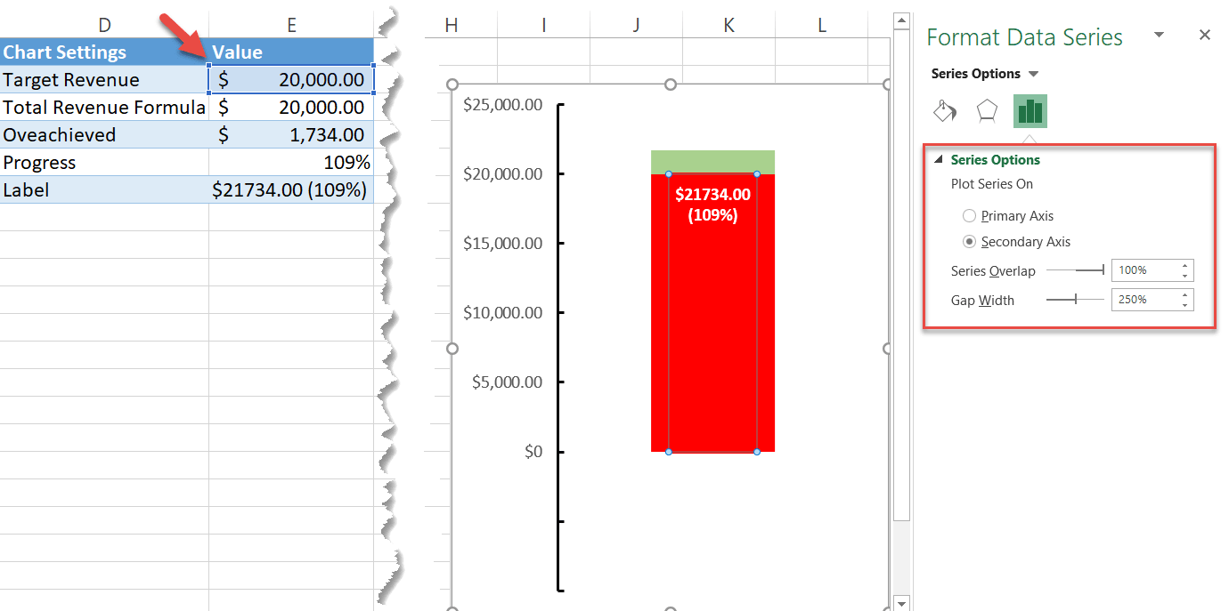 Changing data marker gap width in Excel