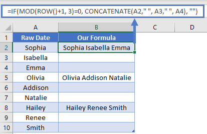 concatenate every n cells