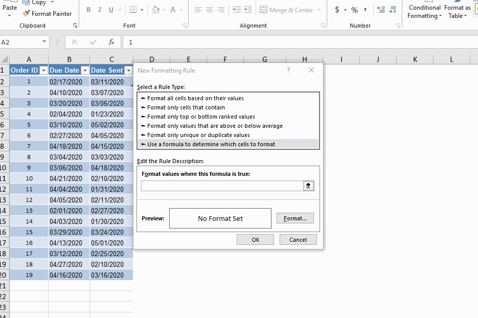 conditional format row animated