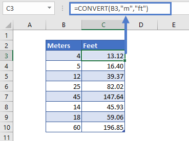 meter to feet conversion