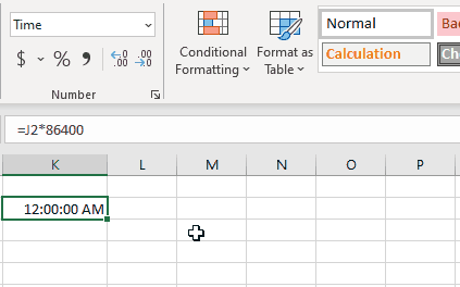 excel time format to general