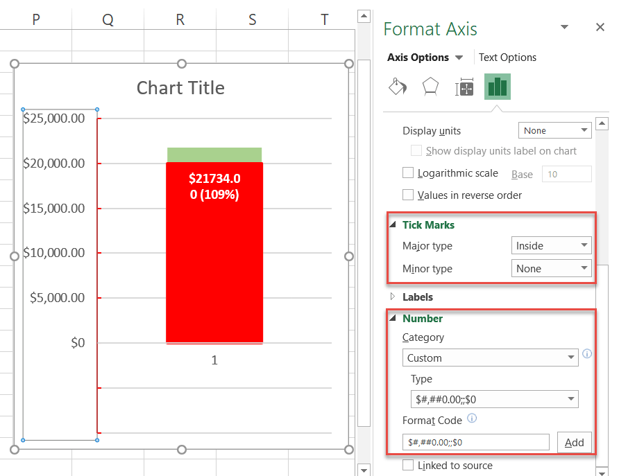 Formatting axis scale numbers in Excel