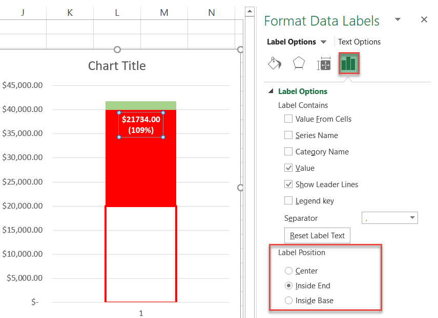 Repositioning data labels in a chart