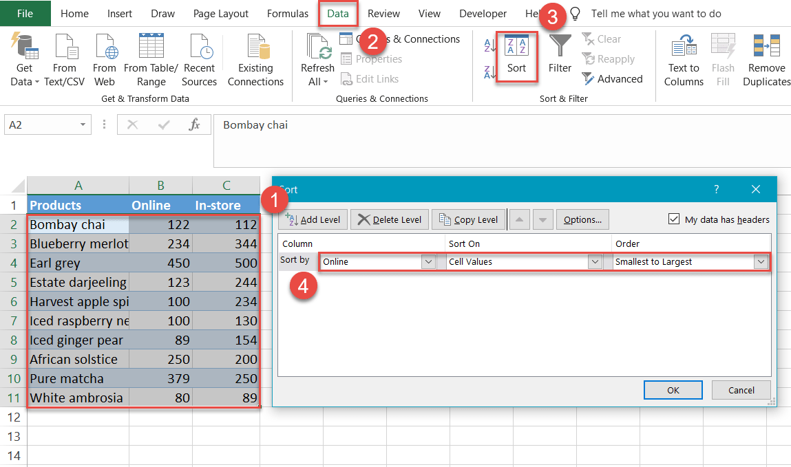 Sorting rows in Excel