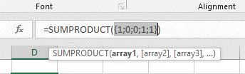 sumproduct is text count any cells text 4