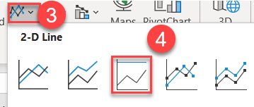 100% Stacked Line Chart Steps