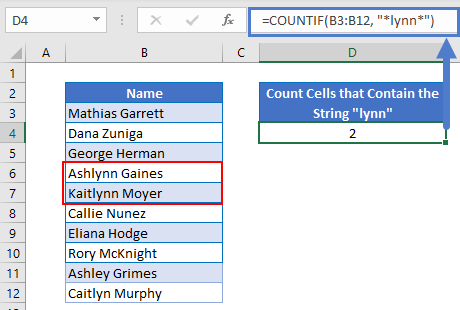 Count Cells that Contain Specific Text Ex3