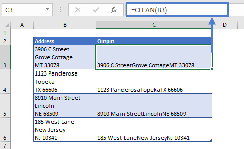 Remove Line Breaks using Clean Function