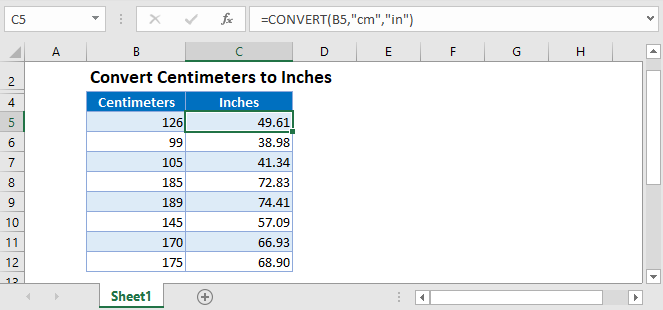 convert centimetres to inches