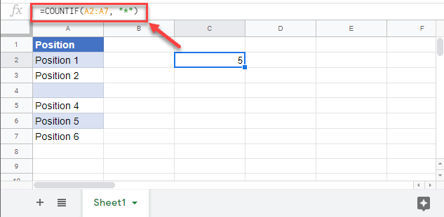 count non blank cells countif google sheets