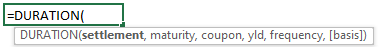 DURATION Function Syntax 