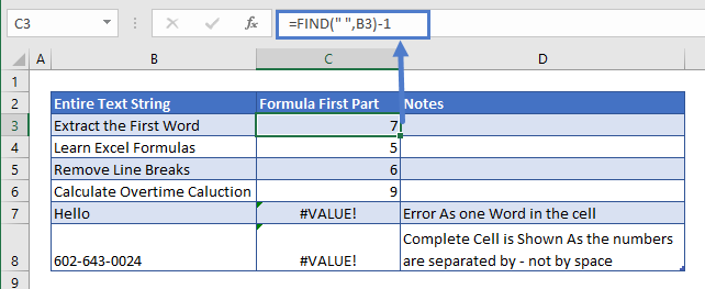 Extract First Word 1st Part of Formula