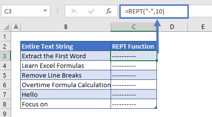 Extract last Word REPT Function usage