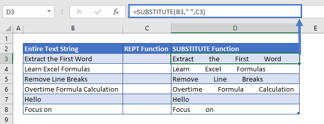 Extract last Word SUBSTITUTE Function usage