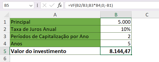 funcao vf juro composto