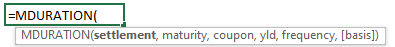 MDURATION Function Syntax 