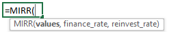 MIRR Function Syntax