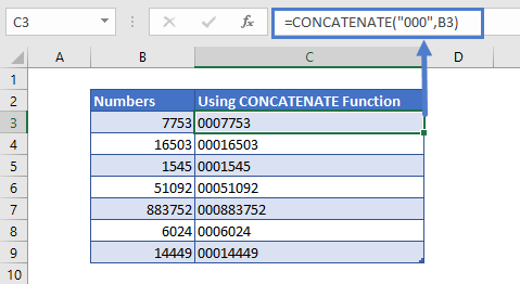 Pad Number With Zeros Using Concatenate Function