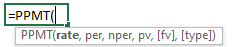 PPMT Function Syntax