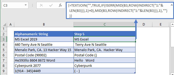 Remove Numbers from Text TEXTJOIN Function