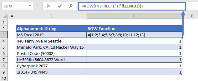 Remove Numbers from Text Row Function