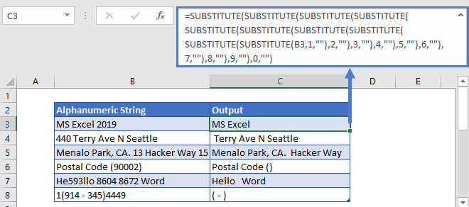 Remove Numbers from Text Substitute Function