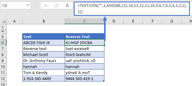 Reverse Text simple Formula
