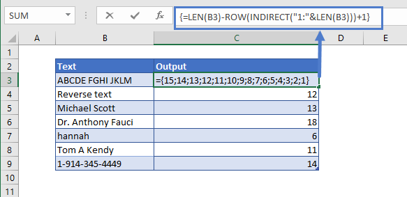 Reverse Text Dynamic Formula Step 2