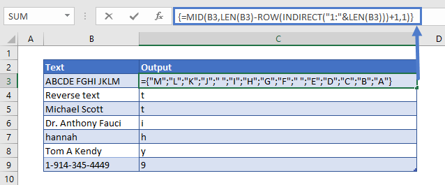 Reverse Text Dynamic Formula Step 3