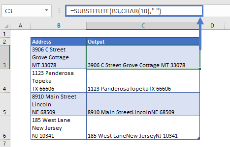 Remove Line Breaks with SUBSTITUTE