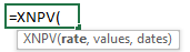 XNPV Function Syntax 