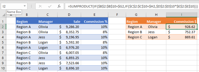 SUMPRODUCT IFS with multiple criteria