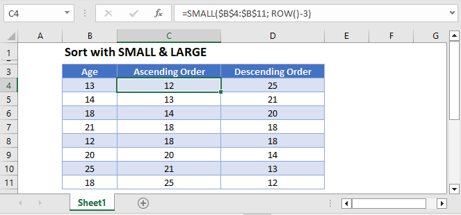 Sort with SMALL LARGE Main