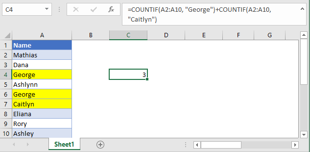 countif excel equal to x or y title