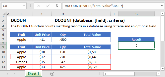 DCOUNT Main Function