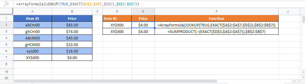 Excel Case Sensitive Google