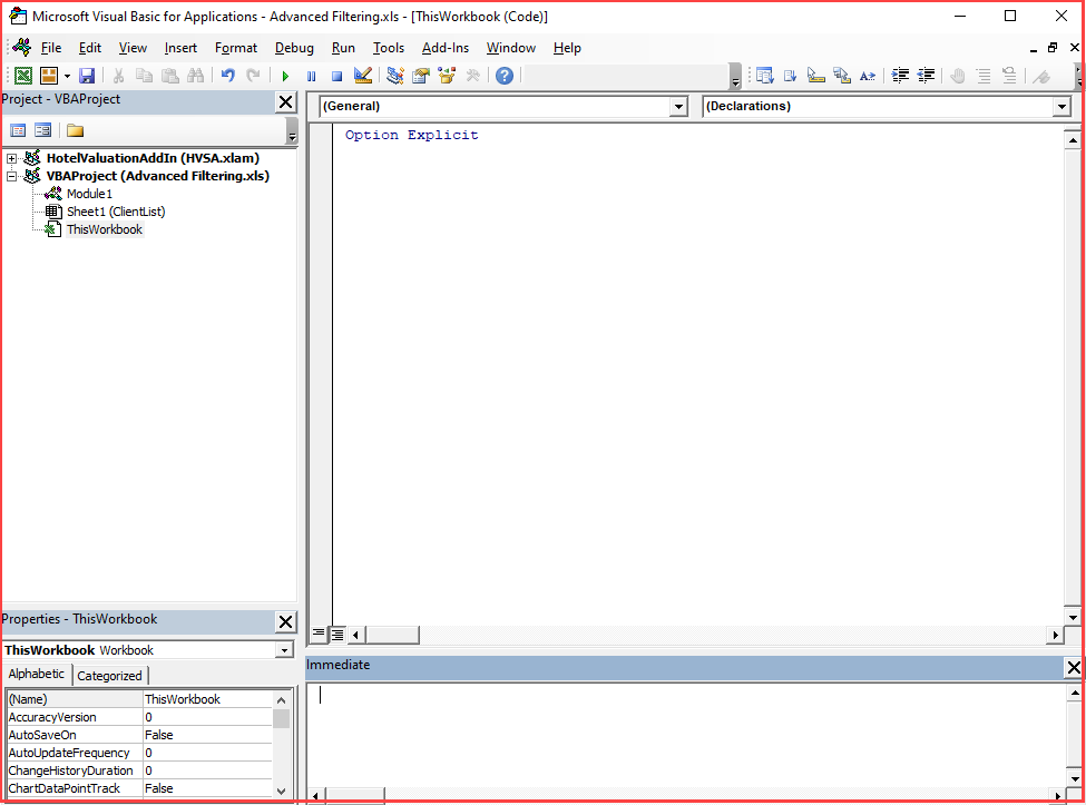 excel visual basic editor