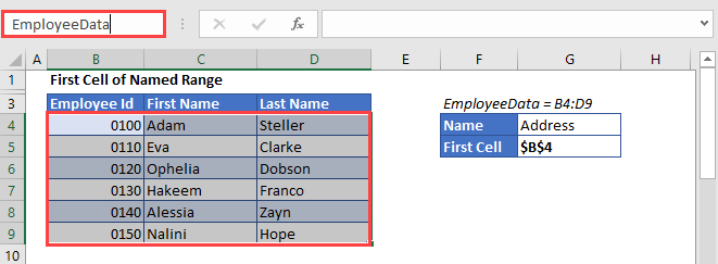 Full Address Named Range Data