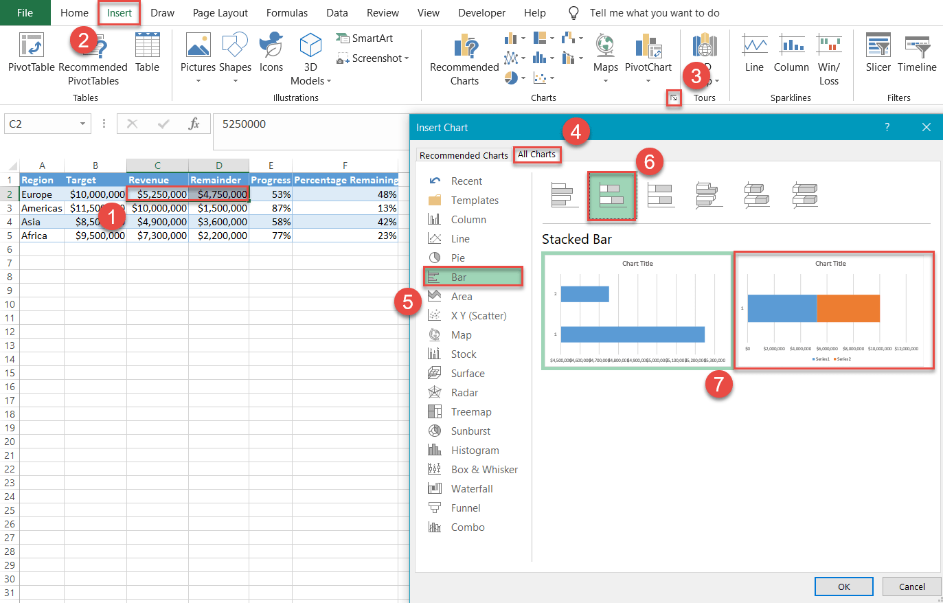 Create a stacked bar chart for a single project