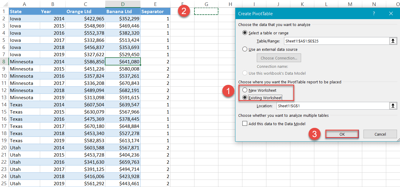 Create PivotTable